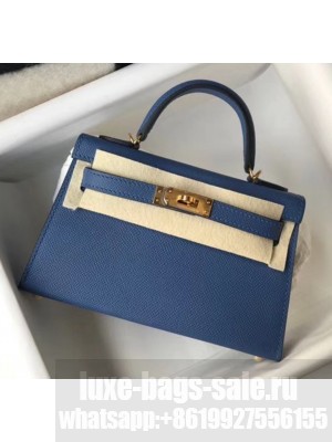 Hermes Mini Kelly II Handbag in Original Epsom Leather Deep Blue(Gold Hardware) Collection