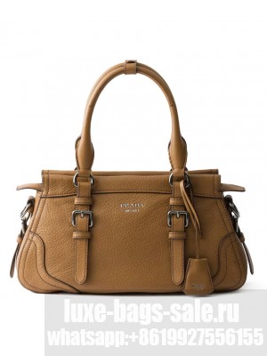 Prada Large Leather Tote Bag 1BG604 Coffee