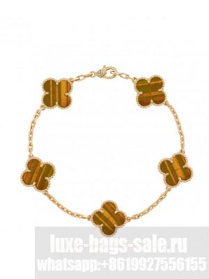 Van Cleef & Arpels Women's Vintage Alhambra Bracelet, 5 Motifs Red