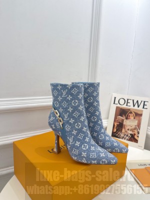 Louis Vuitton Sparkle Heel Ankle Boots 6.5cm in Monogram Denim Blue 2023