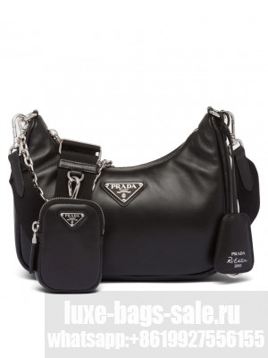 Prada Padded Nappa-leather Prada Re-Edition 2005 Shoulder Bag 1BH204 Black