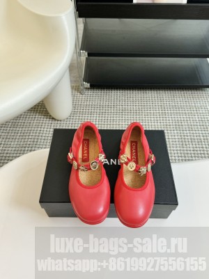 Chanel Lambskin  Mary Jane Red