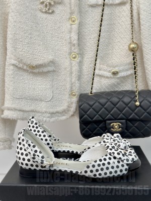 Chanel Dots Leather Mary Janes Slide White