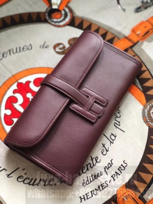 Hermes Jige Elan 29 Swift Clutch Bag burgundy