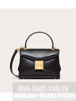 VALENTINO ONE STUD mini sheepskin shoulder bag WB0L13M black&gold