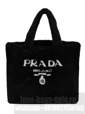 Prada Shearling Tote 1BG130 Black