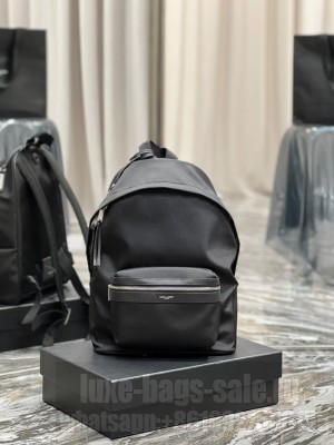 SAINT LAUREN CITY BACKPACK IN ECONYL SMOOTH LEATHER AND NYLON 534967 black