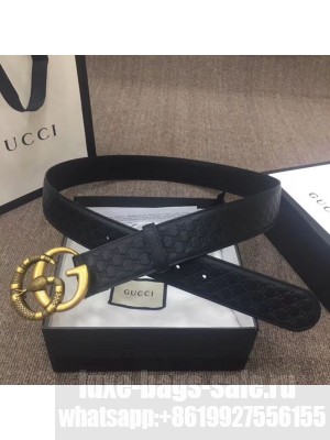 Gucci GG Signature Leather Belt 40mm with Snake GG Buckle Black   Collection