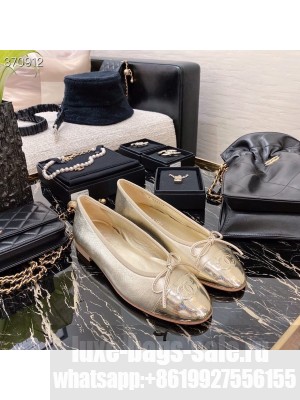 Chanel Ballerina Flats Lambskin Leather Spring/Summer 2021 Collection, Gold