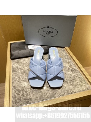 Prada Quilted leather 65 mm Block-Heel slides sandals Mule 2022 Collection 07