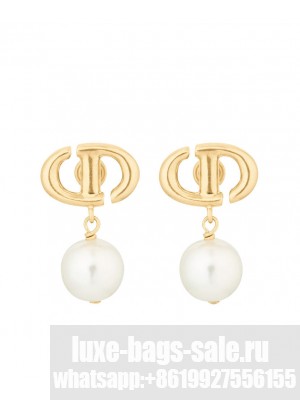 Christian Dior Women's CD Navy Earrings Golden