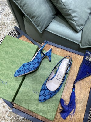 Gucci Women's GG Multicolo canvas sling back Blue 2021 Collection