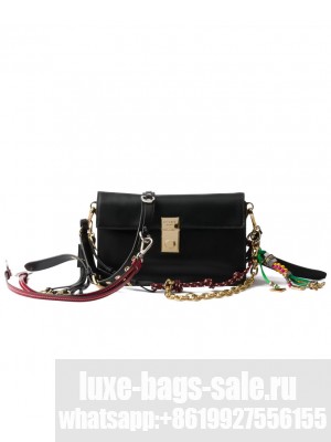 Prada Soft Sound Small Leather Shoulder Bag With Charms 1BD379 Black