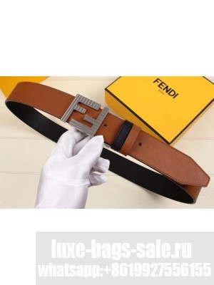 Fendi FF Buckle Calfskin Reversible Belt Black/Brown/Silver