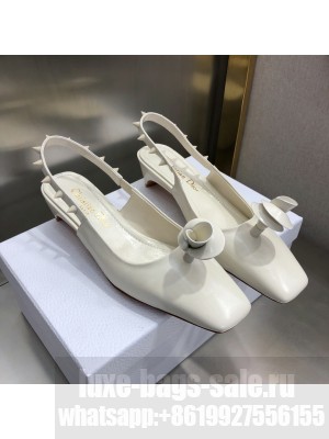 DIOR HEEL 1CM/3.5CM ROSE FANTASTIQUE SLINGBACK FLATS/PUMPS WHITE 2022 Collection