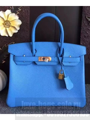 Hermes Birkin 30/35 Bag In Original Epsom Leather With Gold/Silver Hardware Blue