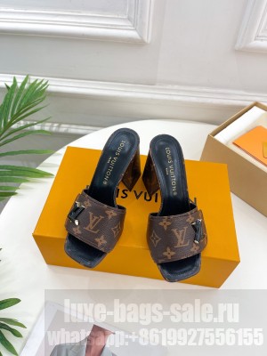 Louis Vuitton Shake Slide Sandals 8.5cm Monogram Canvas 2023 with LV Twist 2023 018