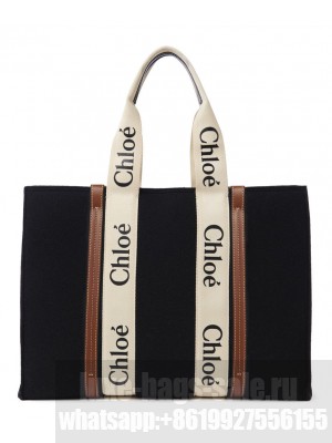 Chloe Large Woody Tote Bag Black