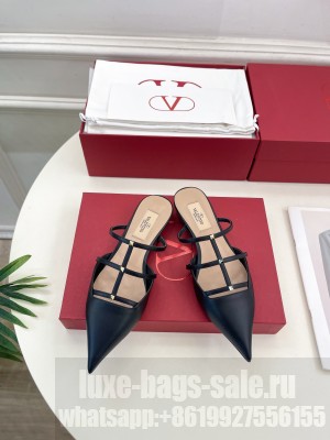 Valentino Garavani Rockstud Wispy Calfskin Mule 20mm Black 2025