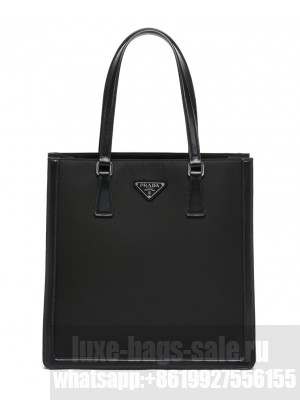 Prada Leather And Nylon Tote Bag 1BG363 Black