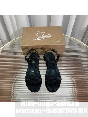 Christian Louboutin Pyraclou Espadrilles Wedge Sandals 6cm Black 2023