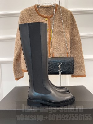 JIL SANDER Lambskin Knee Boots Black