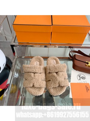 Hermes woolskin Oran Flat Slide Sandals 143 2022 Collection