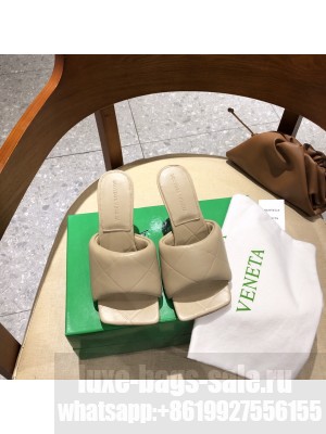 Bottega Veneta RUBBER LIDO 9cm Lambskin Mules Sandals Beige 01 2021 Collection