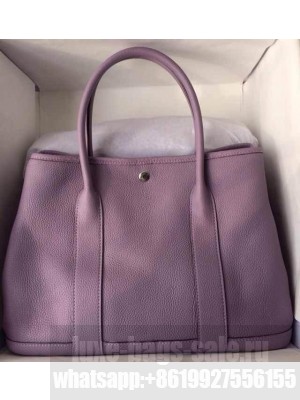 Hermes Leather Garden Party Medium Bag In Lavender