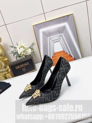 Versace x Fendi 11cm Fendace FF Fabric Black Pumps 2022 Collection