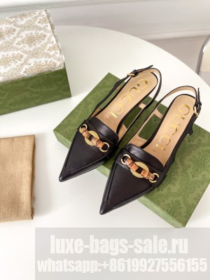 Gucci Women's pump with bamboo Horsebit Sling-back with buckle closure black 2021 Collection