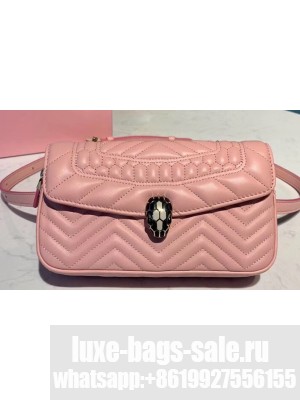 Bvlgari Serpenti Forever Belt Bag in Quilted Chevron Leather Pink 2019