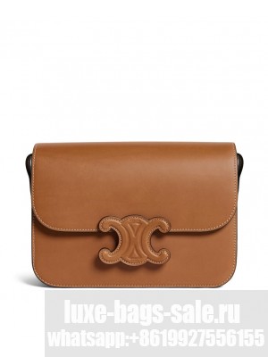 Celine Classique Cuir Triomphe Bag In Natural Calfskin Coffee
