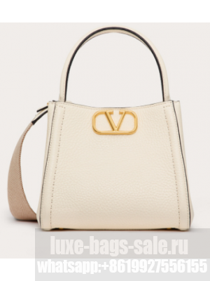 VALENTINO Alltime small grain calfskin bag B0Q26 white