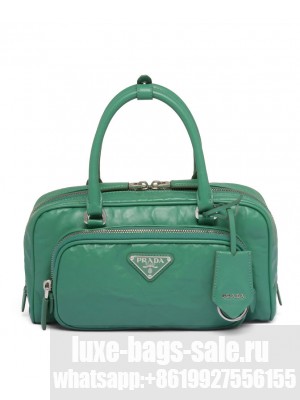 Prada Antique Nappa Leather Multi-pocket Top-handle Bag 1BB099 Green