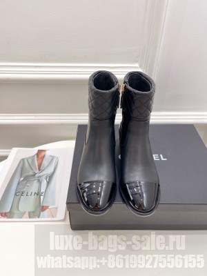 Chanel 50mm Lampskin Leather Ankle Boots 2021 Collection, Black 072