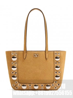 Valentino Garavani Nellcote Mini Suede Shopping Bag Coffee