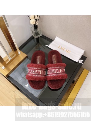 Christian Dior DIOR CHEZ MOI SLIDE Cotton Embroidery and Shearling 02