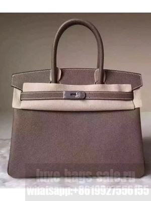 Hermes Birkin 30/35 Bag In Original Epsom Leather With Gold/Silver Hardware Pale Purple