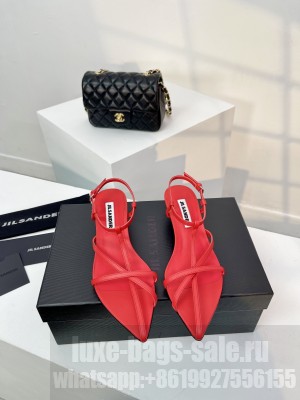 Jil Sander 35mm T-bar leather sandals Red