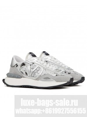 Valentino Unisex Lace And Mesh Lacerunner Sneaker Silver