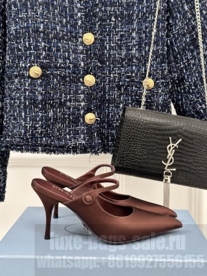 Prada Satin high-heeled mules 2024 Coffee