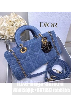 DIOR MEDIUM LADY D-JOY BAG Cannage Denim M0540O blue