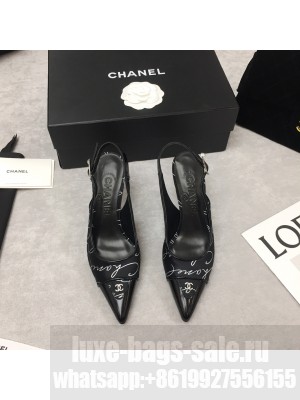 Chanel Vintage Signature Silk with Circle CC Charm 70mm Pump Black 2021 Collection