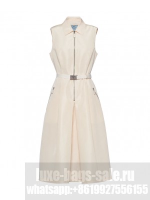 Prada Women's Faille Midi-dress Cream