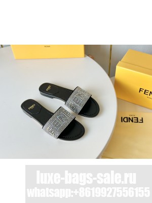 Fendi Signature Silver-colored leather slides black