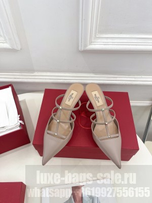 Valentino Garavani Rockstud Wispy Calfskin Mule 60mm Gray 2025