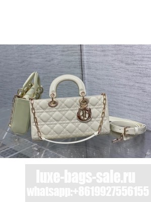 MEDIUM LADY D-JOY BAG Patent Cannage Calfskin M0540ON WHITE