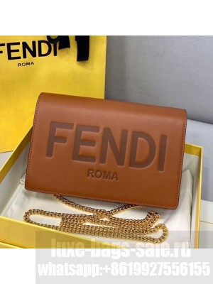 Fendi Leather Wallet on Chain Mini Bag Brown  2021 Collection