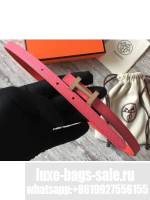 Hermes Width 1.3cm Reversible Leather Constance H Buckle Belt Pink/Pink Gold